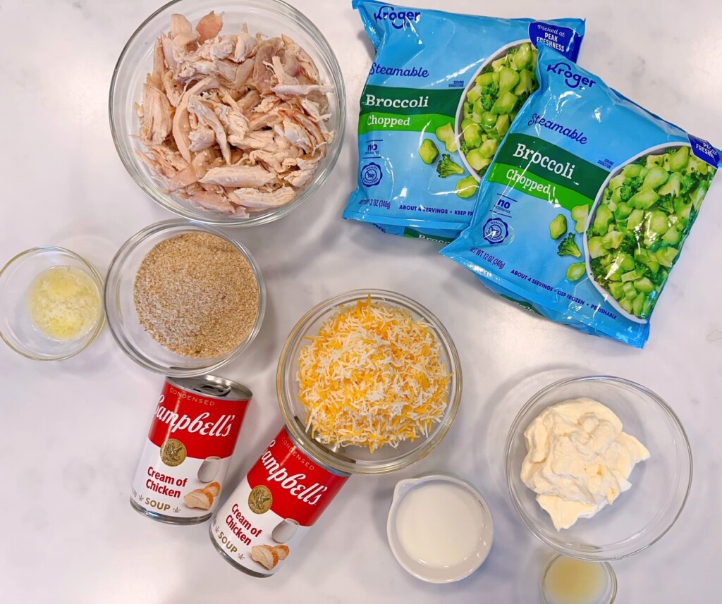 Ingredients for Chicken Broccoli Casserole.