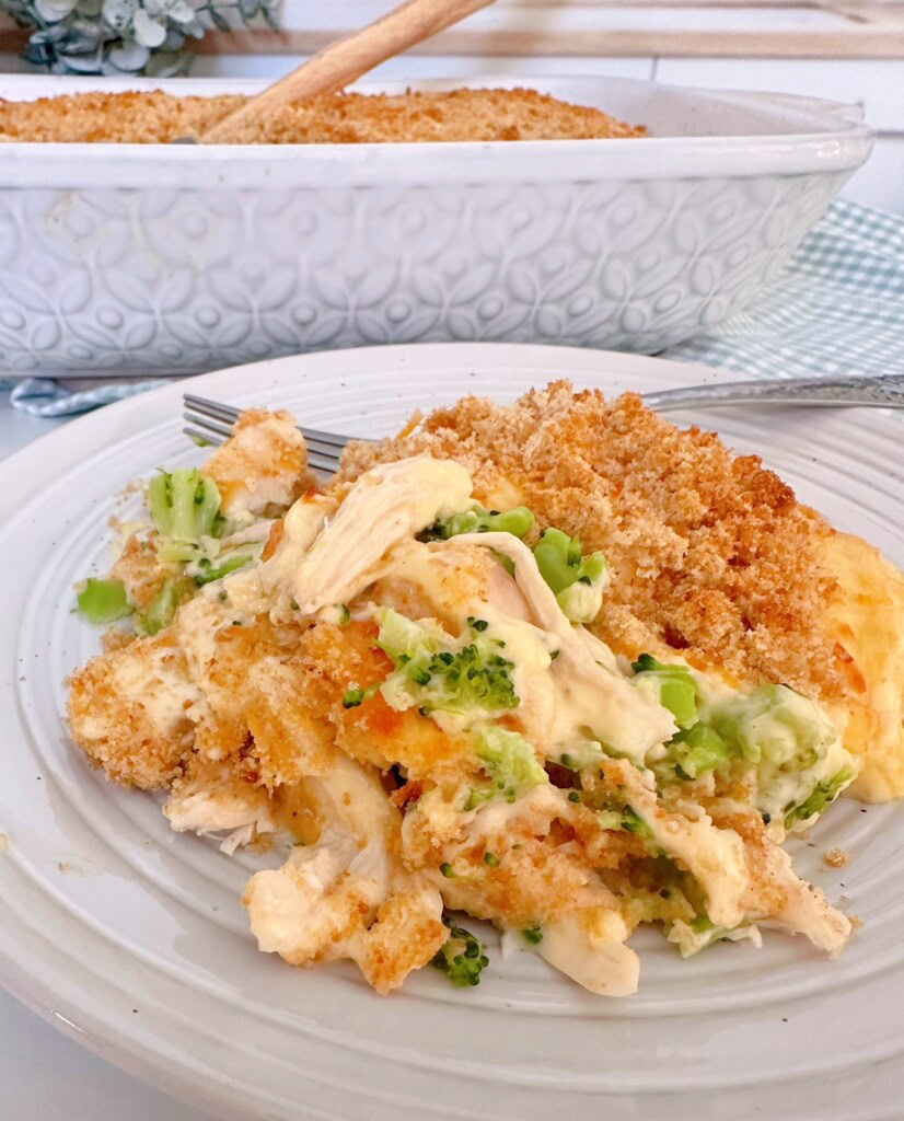 Serving of Chicken Broccoli Casserole.