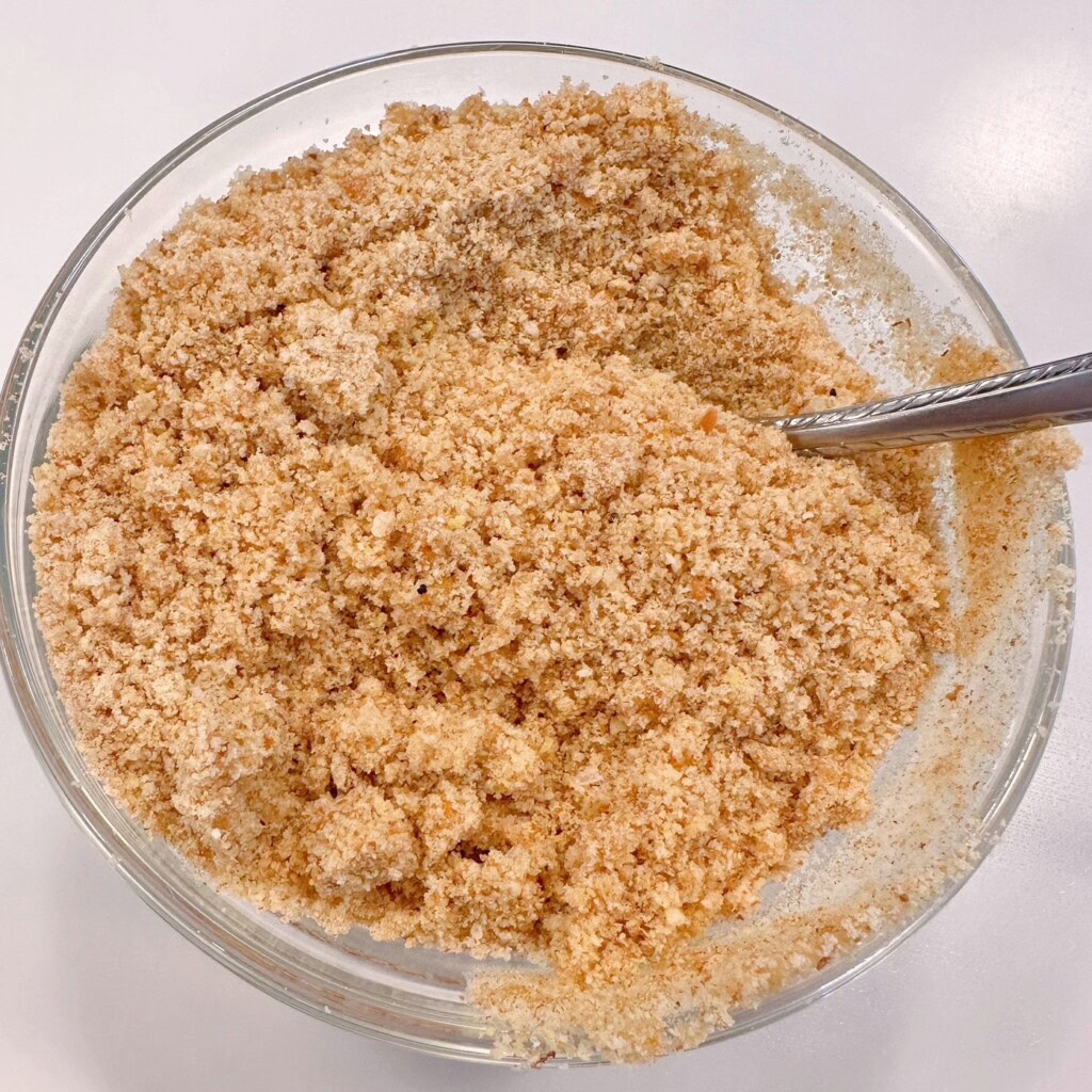 Breadcrumbs mixed with melted butter.