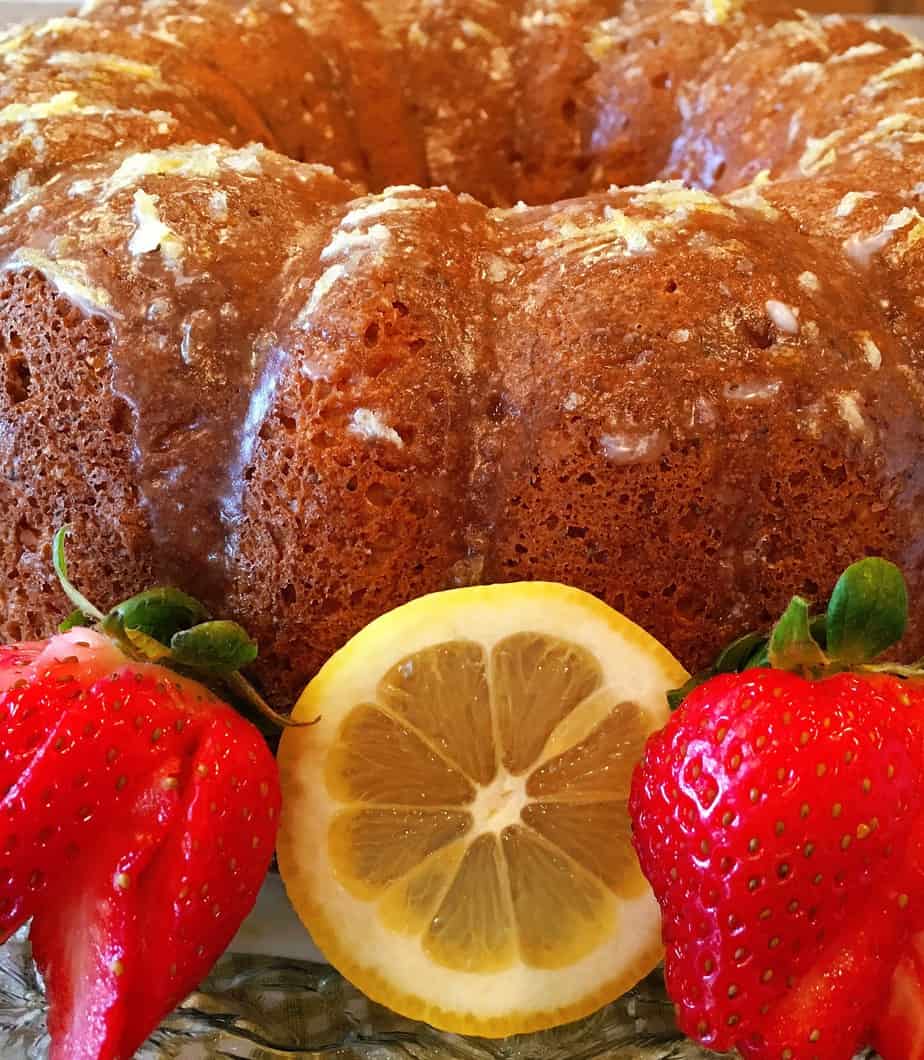 bundt cake with a glaze and lemon flavored