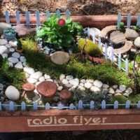 Minature fairy garden in a wagon