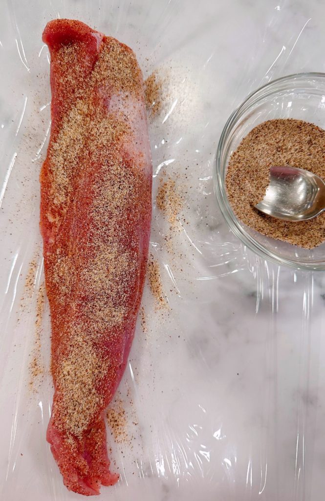 Sprinkle the dry rub on to each pork tenderloin.