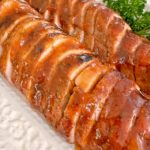 Slice Pork Tenderloin with Apricot Glaze.