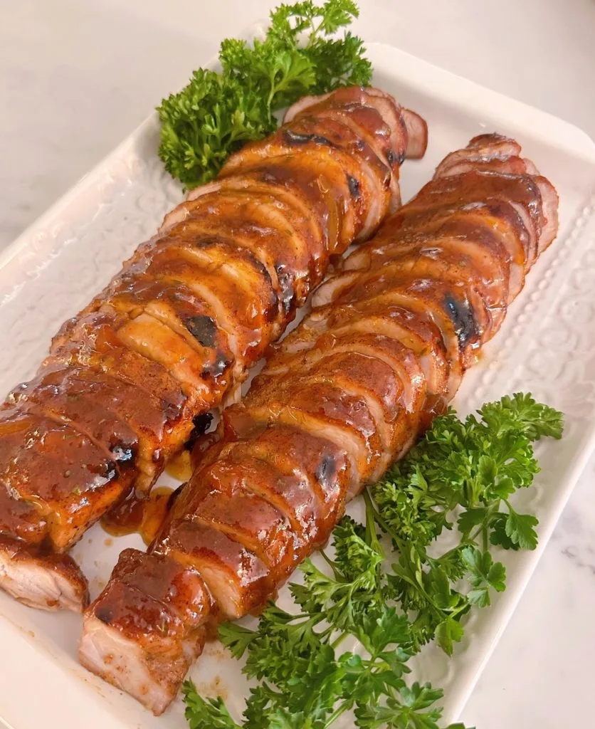Pork Tenderloin with Chili Apricot Glaze.
