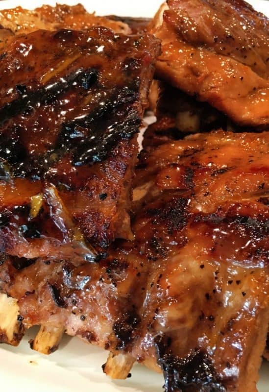 Ribs with Orange Apricot Glaze on a platter