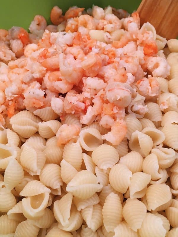 Shrimp Pasta Salad with shell noodles