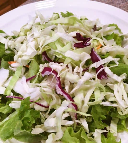 Buffalo salad greens prep