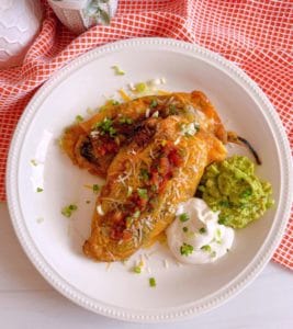 Homemade Chile Rellenos with all the fixings.