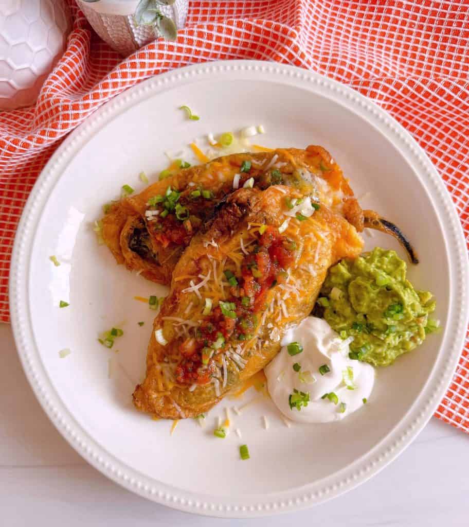 Homemade Chile Rellenos with all the fixings.