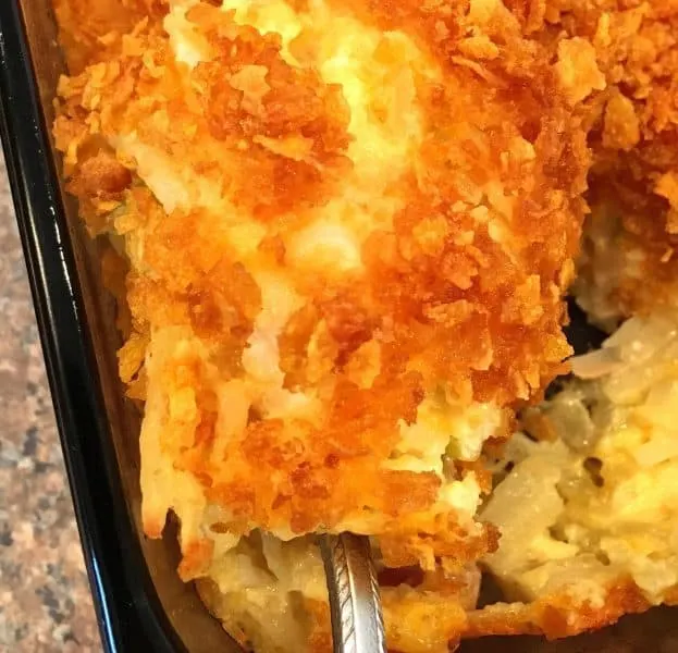 Cheese Party Potatoes in a casserole dish