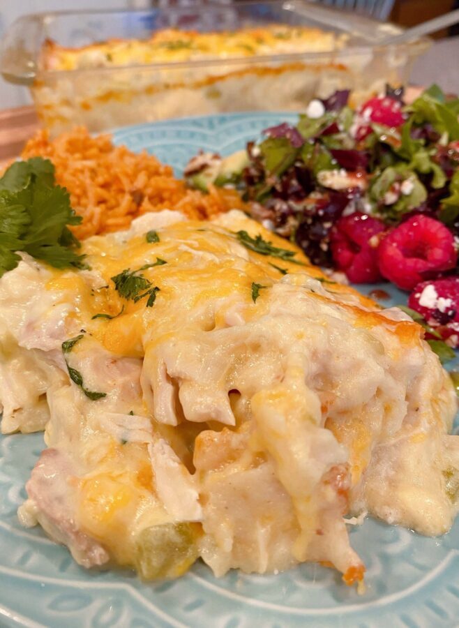 Serving of Chicken Tortilla Casserole on plate