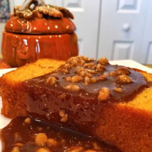 Pumpkin Pound Cake with Walnut Caramel Sauce