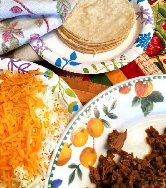 Taquito Prep with cheese and tortilla