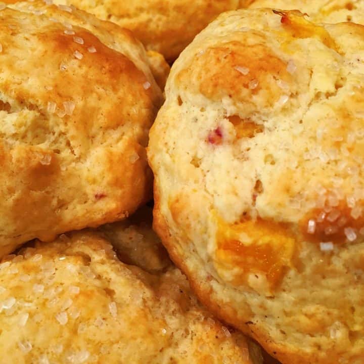 Peaches and Cream Scones hot and ready to eat