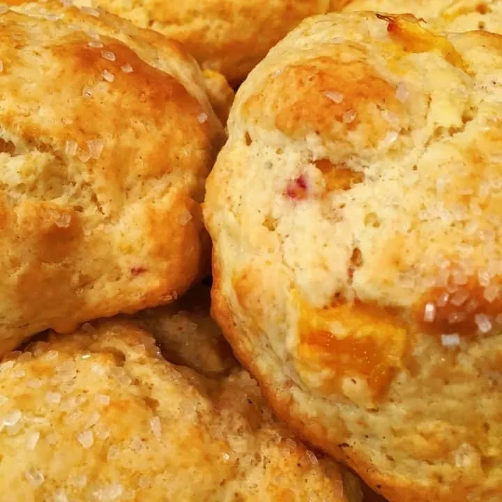 Peaches and Cream Scones hot and ready to eat