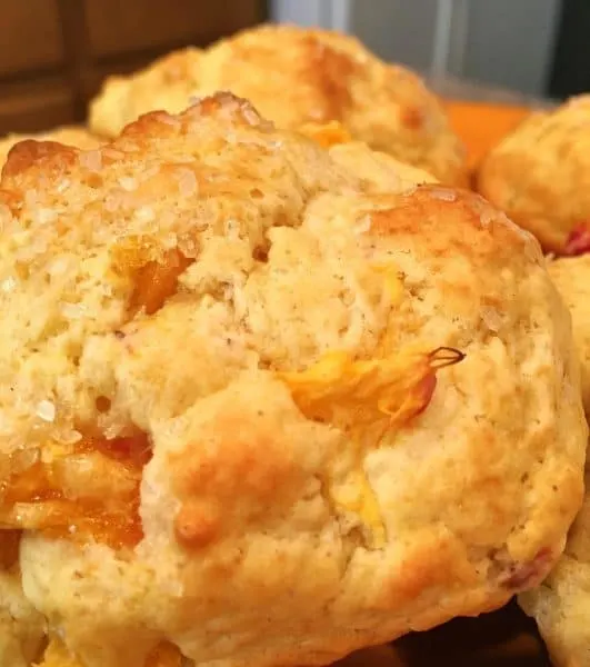 Peach Scones baked to a golden brown