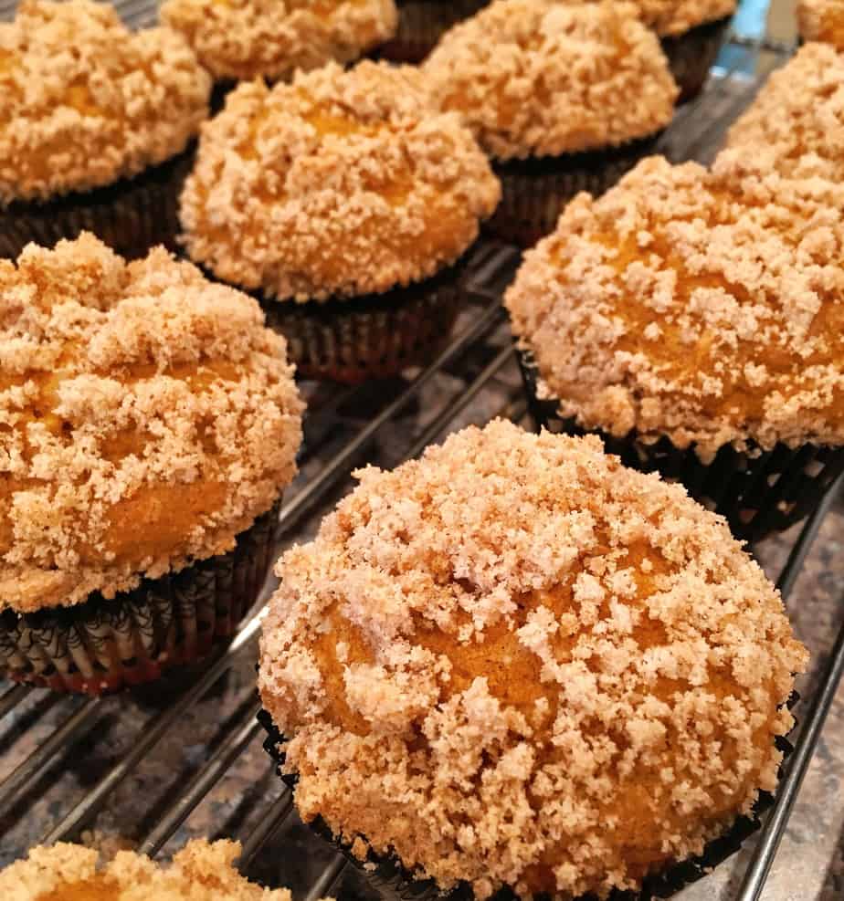 Pumpkin muffins with a strudel icing