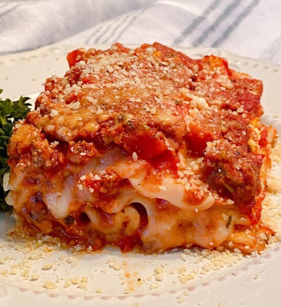 Lasagna on plate