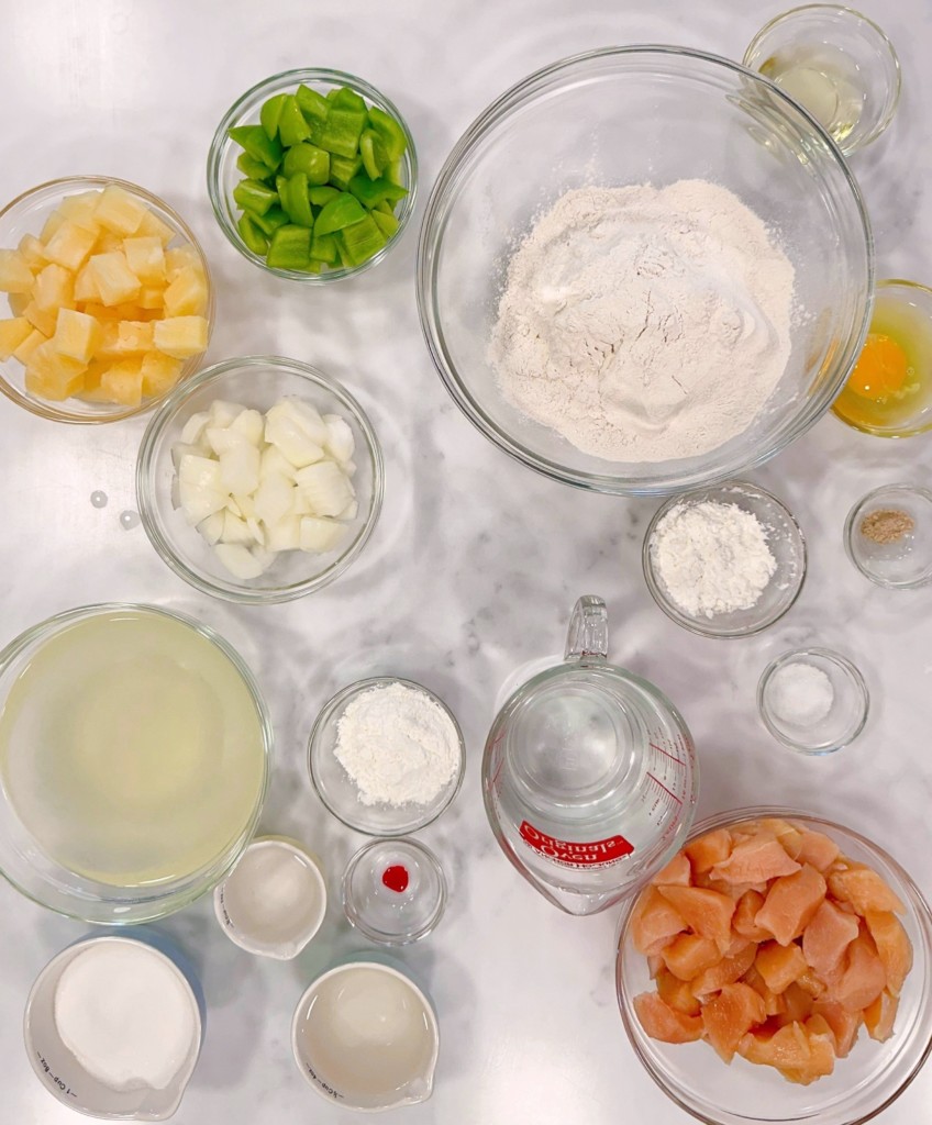 Sweet and Sour Chicken ingredients.