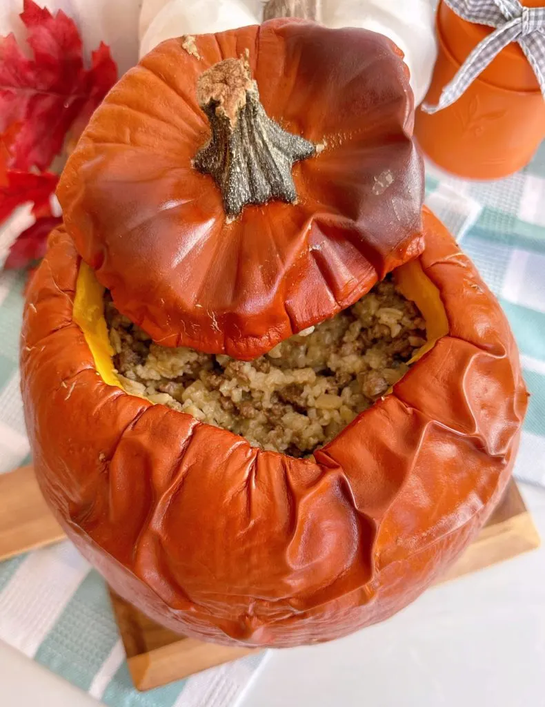 Baked Pumpkin with dinner filling. 