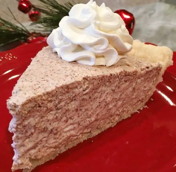 Slice of Chocolate Chiffon Pie on dessert plate