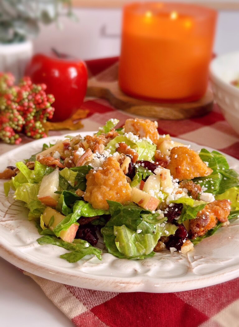 Chopped Autumn Salad on a salad plate.