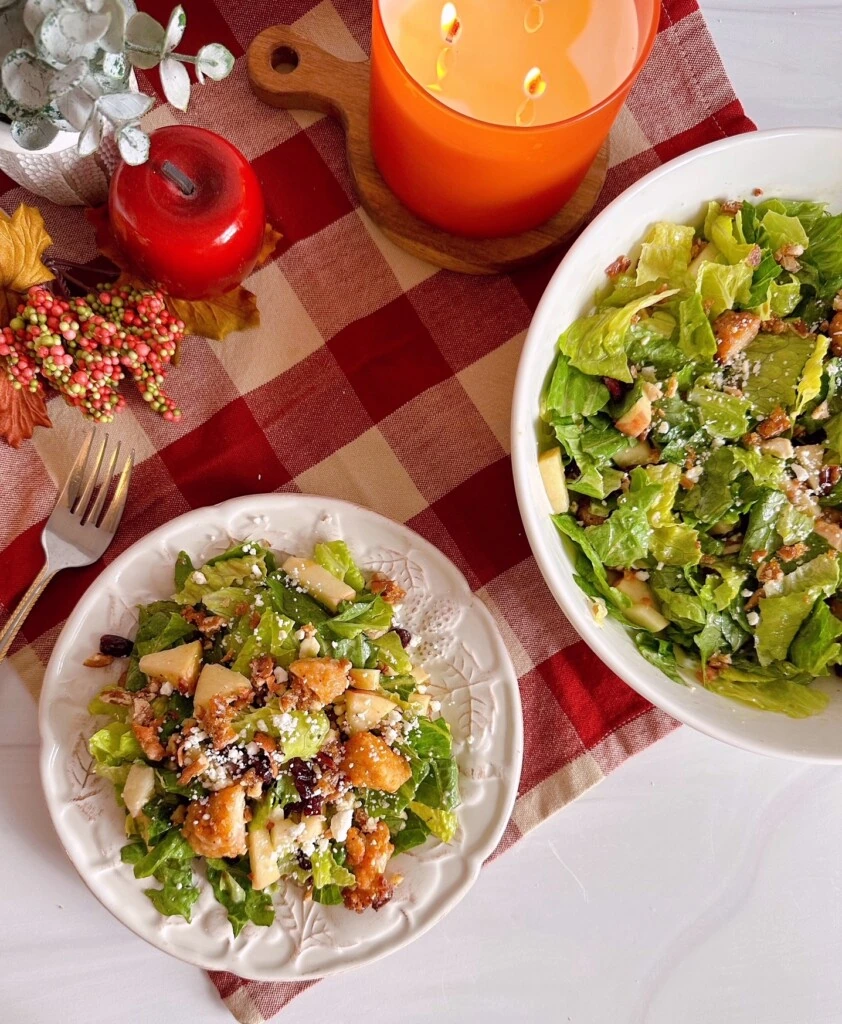 Chopped Autumn Salad on a Fall Table.