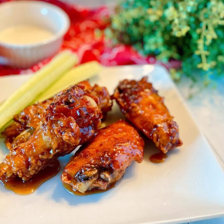Copy Cat Winger Wings with celery on a plate