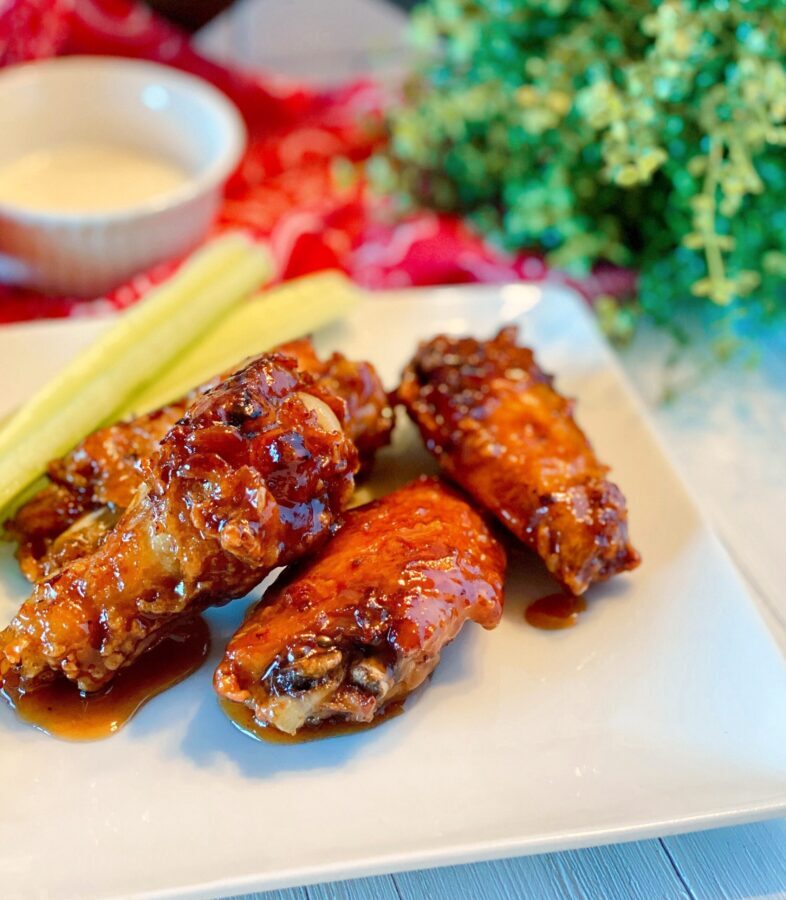 Copy Cat Winger Wings with celery on a plate