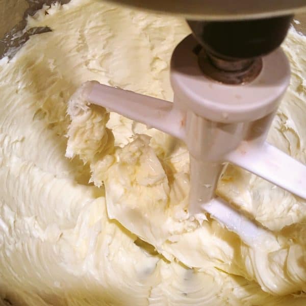 Linzer cookie dough in the mixer