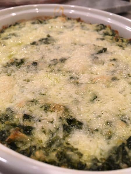 Hot Spinach Artichoke dish bubbling and ready to eat