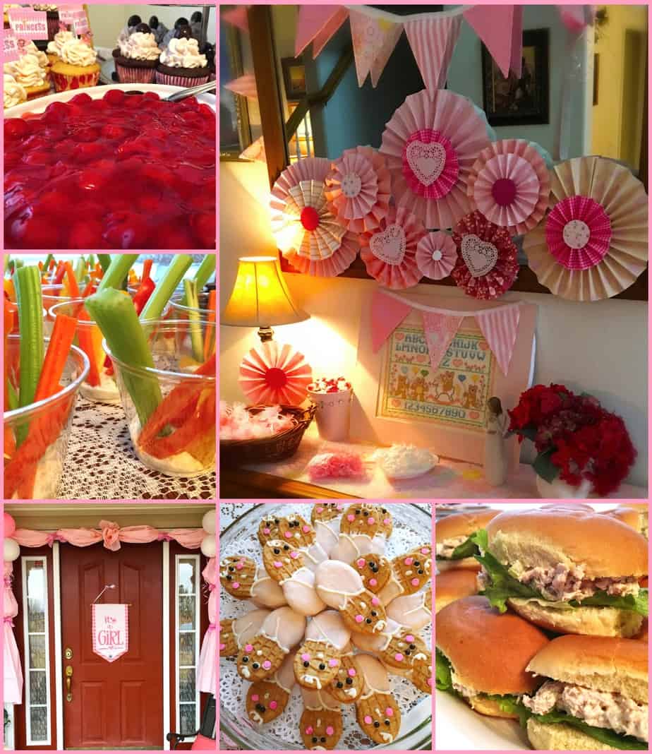 A group of several pictures of various parties with homemade decor