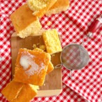 Overhead shot of cornbread.