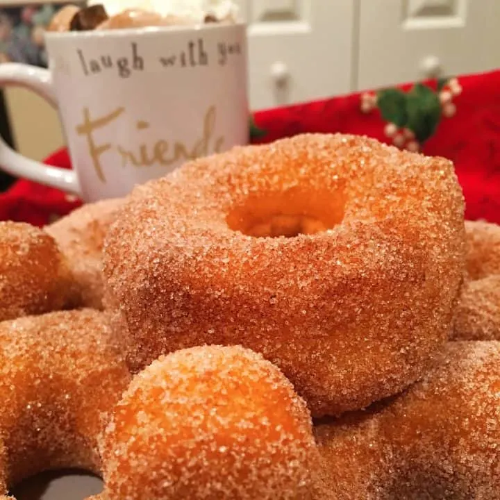 Plate full of Grands Quick and Easy Cinnamon Sugar Donuts