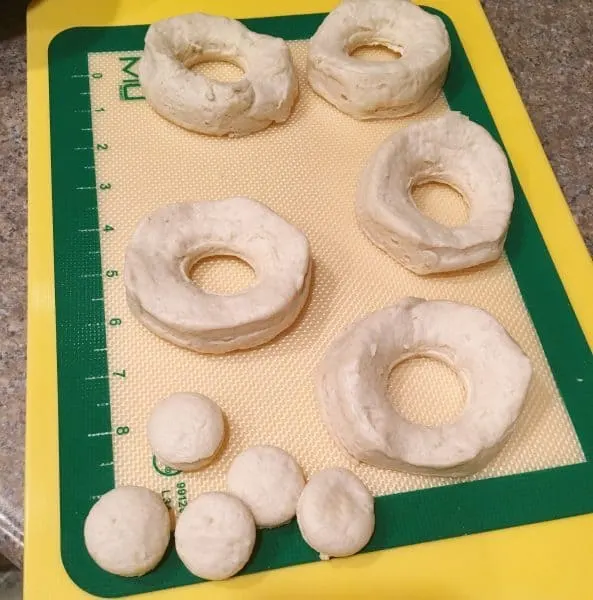 Grands Biscuits cut into donuts