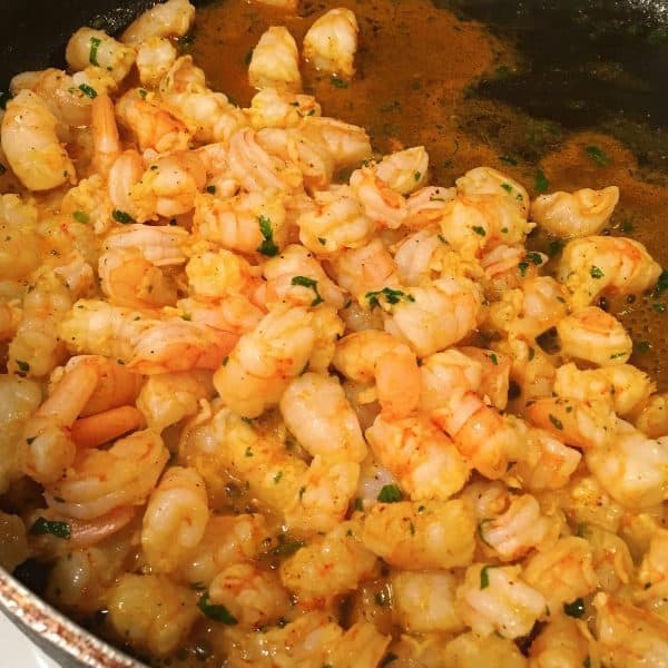 Cooked shrimp for Shrimp Taco Salad