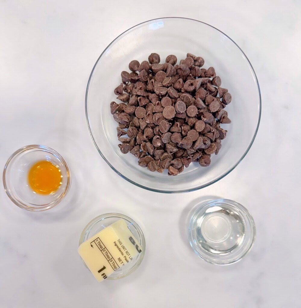 Ingredients for Chocolate  Satin Glaze.