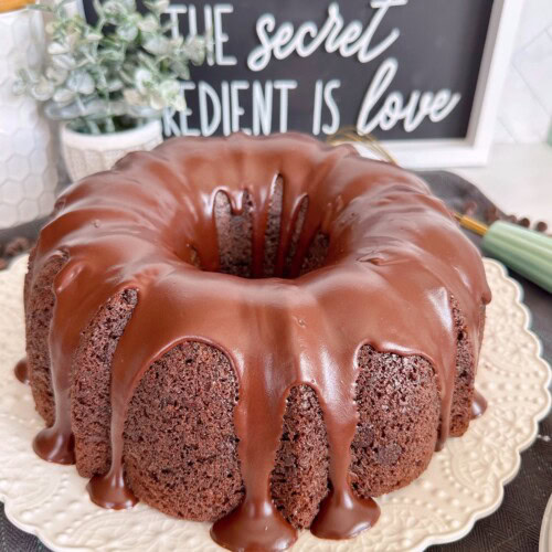 Too much chocolate cake with "set" satin glaze.