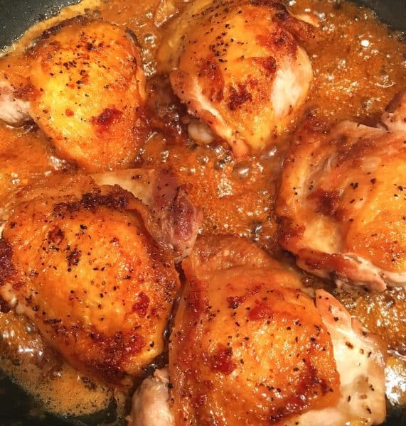Adding Honey Sauce to chicken thighs