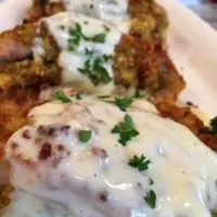 Easy Stuffed Pork Chops on a serving platter