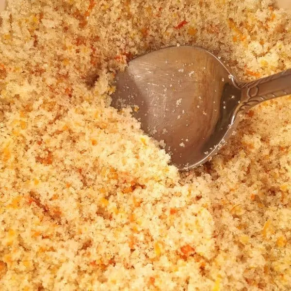 Sugar and orange zest mixed together