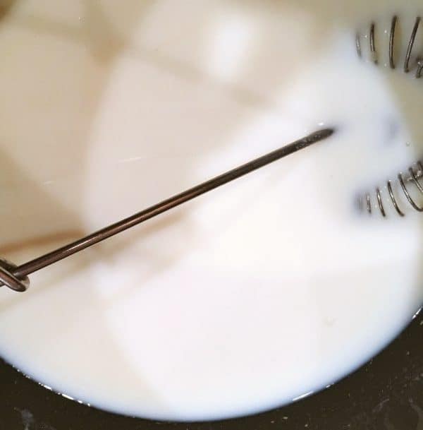 Adding milk to flour and butter roux 