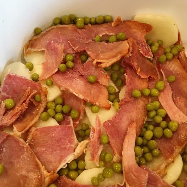 Adding Peas to Potatoes and Ham casserole 