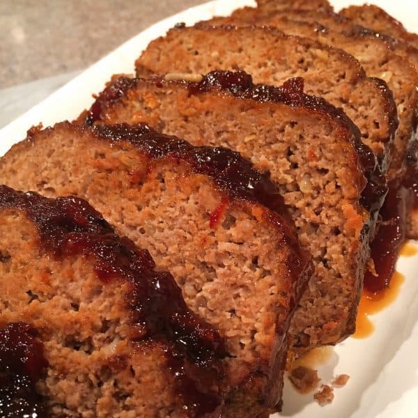 Brown Sugar Glazed Meat Loaf on a platter