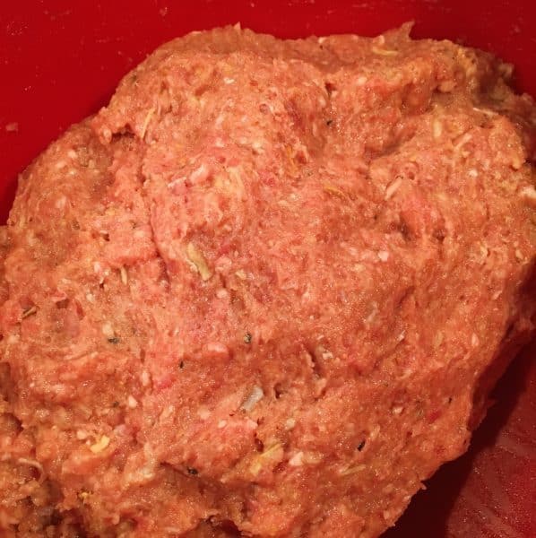 Meat Loaf ingredients all mixed together 