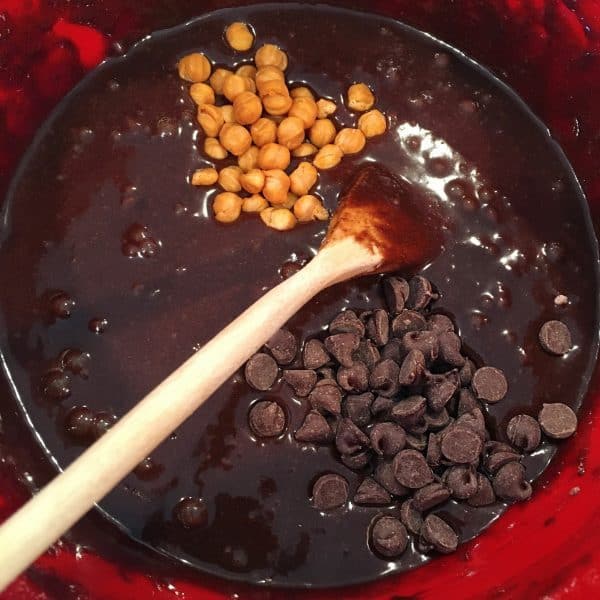 Brownie mix with chocolate chips and caramel bits