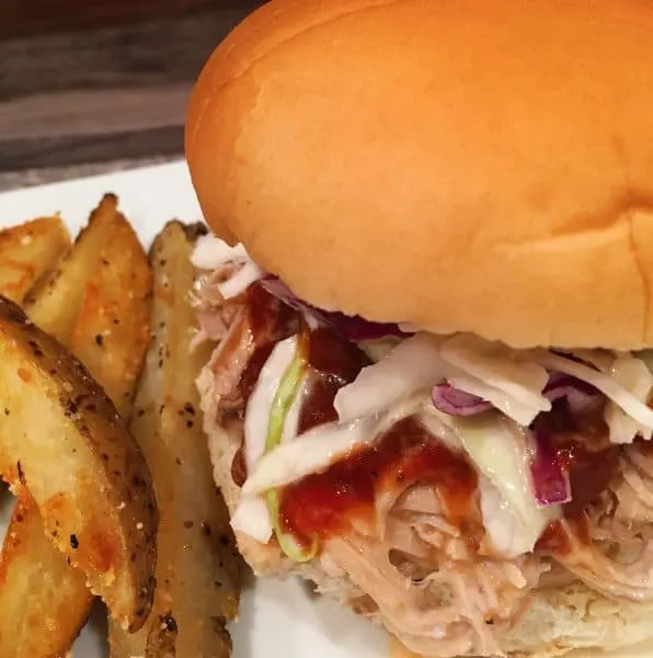 Classic Pulled Pork Sandwiches with homemade fries