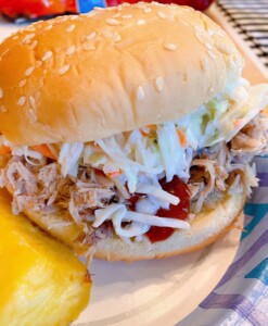 Pulled Pork Sandwich with creamy coleslaw.