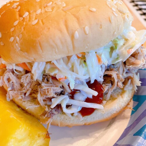 Pulled Pork Sandwich with creamy coleslaw.