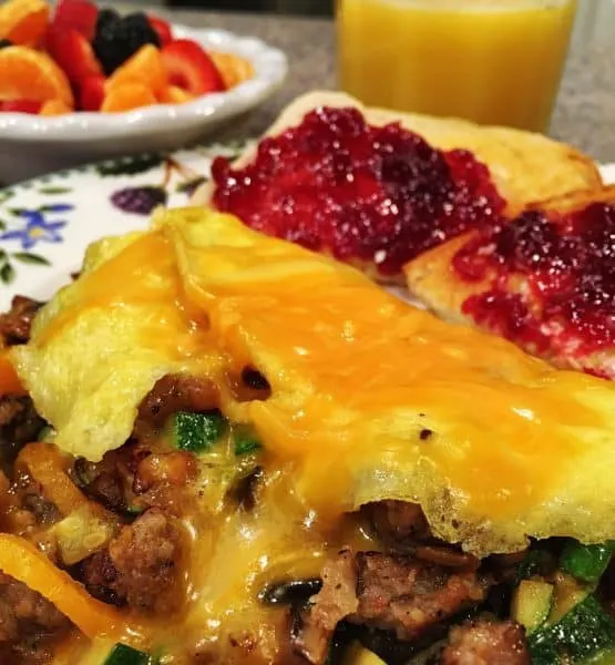 Loaded Omelet with loads of filling and melted cheese